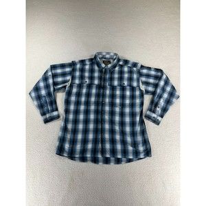 Drake Clothing Company Button Down Shirt Men's Size Large Blue Plaid Pockets